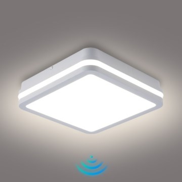 Brilagi - Candeeiro LED de exterior com sensor BENE LED/18W/230V 22x22 cm branco IP54