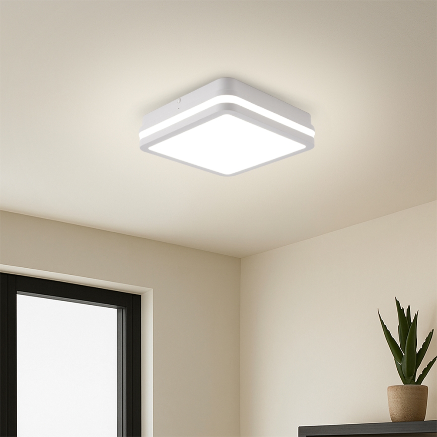 Brilagi - Candeeiro LED de exterior com sensor BENE LED/18W/230V 22x22 cm branco IP54