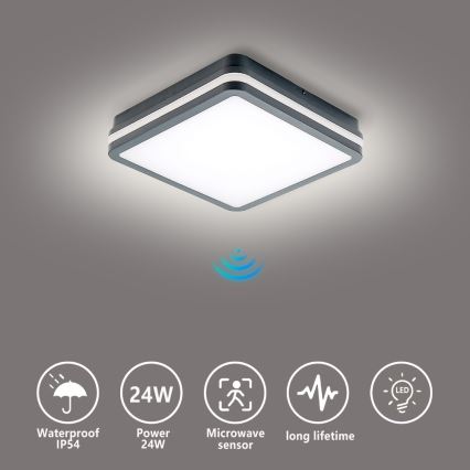 Brilagi - Candeeiro LED de exterior com sensor de movimento BENE LED/24W/230V 26x26 cm antracite IP54