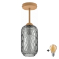 BRILAGI - Candeeiro LED de tecto de montagem superficial RETRO GLASS 1xE27/60W/230V Ø 14 cm bege/cinzento fumado