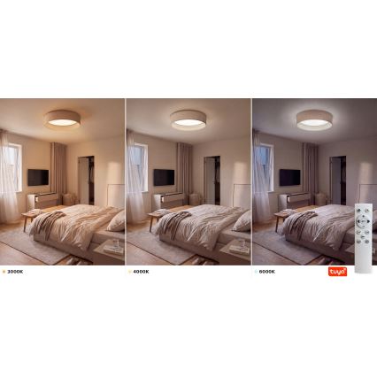 Brilagi - Candeeiro de teto LED dimerizável VELVET SMARTIX LED/36W/230V 3000-6000K Ø 55 cm bege Wi-Fi Tuya Beacon + comando remoto