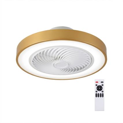 Brilagi - Candeeiro de teto LED regulável com ventilador LED/38W/230V 3000-6500K 3000-6500K diâmetro 50 cm dourado + comando remoto