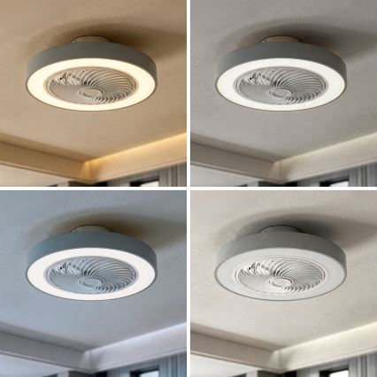 Brilagi - Luminária de teto LED com dimmer e ventilador LED/38W/230V 3000-6500K Ø 50 cm cinzento + controlo remoto