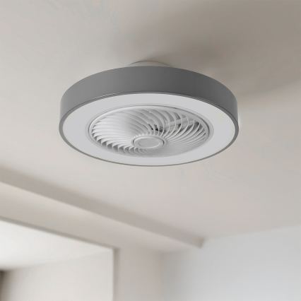 Brilagi - Luminária de teto LED com dimmer e ventilador LED/38W/230V 3000-6500K Ø 50 cm cinzento + controlo remoto