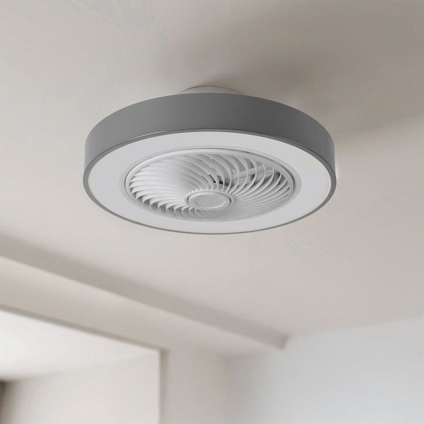 Brilagi - Luminária de teto LED com dimmer e ventilador LED/38W/230V 3000-6500K Ø 50 cm cinzento + controlo remoto