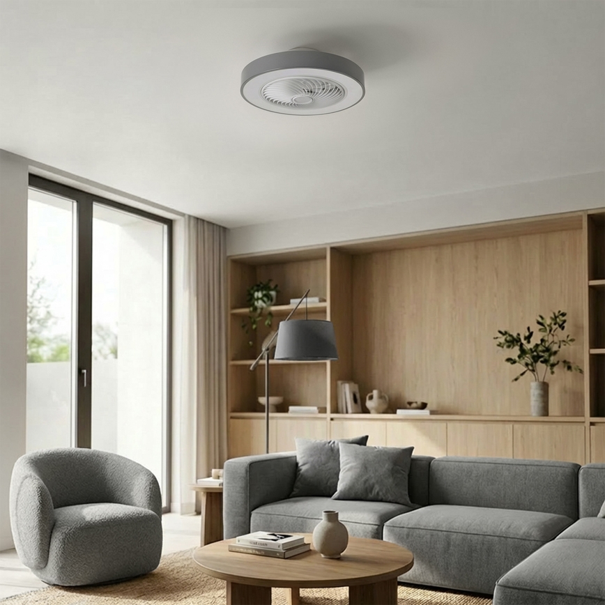 Brilagi - Luminária de teto LED com dimmer e ventilador LED/38W/230V 3000-6500K Ø 50 cm cinzento + controlo remoto
