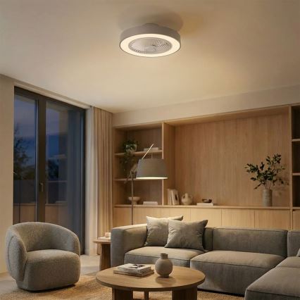 Brilagi - Luminária de teto LED com dimmer e ventilador LED/38W/230V 3000-6500K Ø 50 cm cinzento + controlo remoto