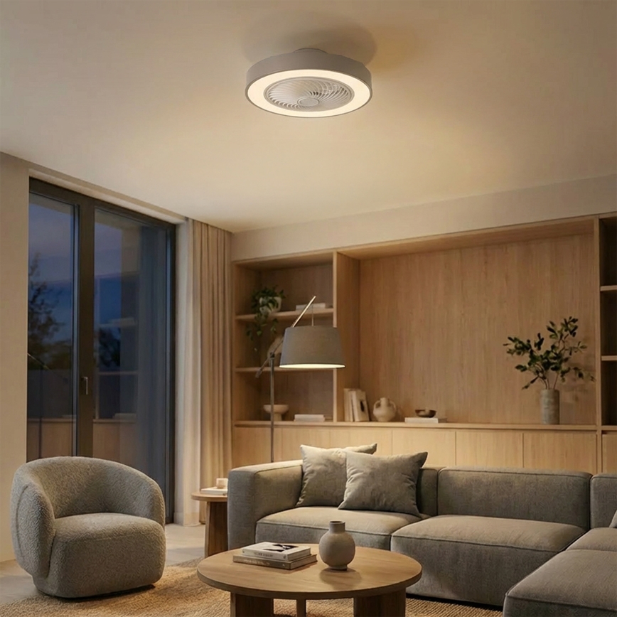 Brilagi - Luminária de teto LED com dimmer e ventilador LED/38W/230V 3000-6500K Ø 50 cm cinzento + controlo remoto