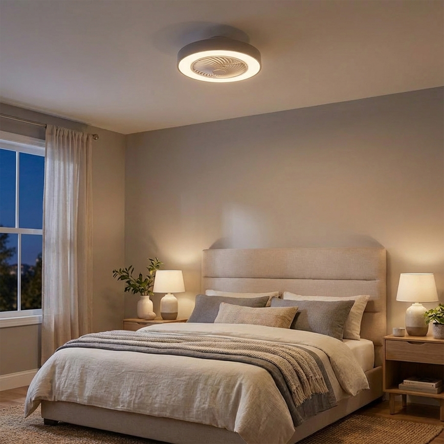 Brilagi - Luminária de teto LED com dimmer e ventilador LED/38W/230V 3000-6500K Ø 50 cm cinzento + controlo remoto