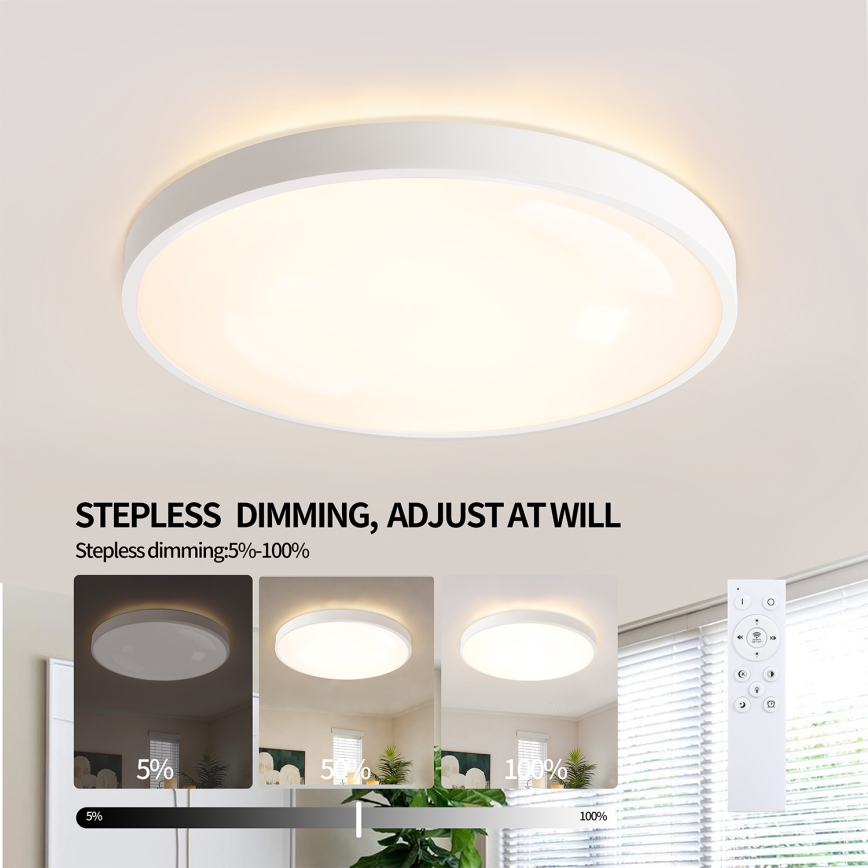 Brilagi - Luminária de teto LED dimerizável GLASS POOL DOUBLE LED/60W/230V 3000-6000K 50 cm branca + comando à distância