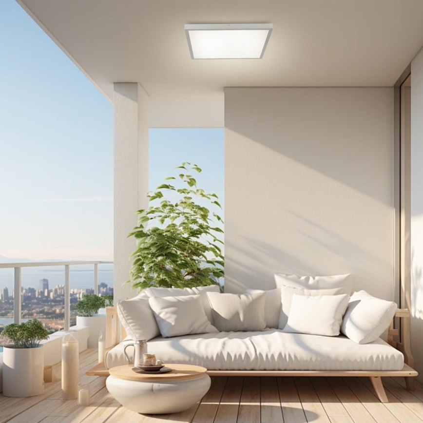 Brilagi - Luminária de tecto para casa de banho LED regulável FRAME SMART LED/50W/230V 60x60 cm 3000-6000K IP44 prateada + controlo remoto