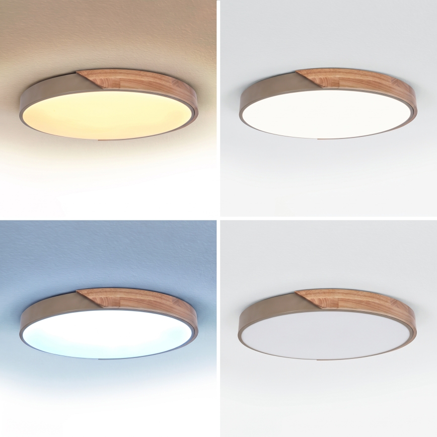 BRILAGI - Luminária de teto LED regulável PILANA LED/60W/230V 3000-6500K carvalho/bege Ø 60 cm + controlo remoto