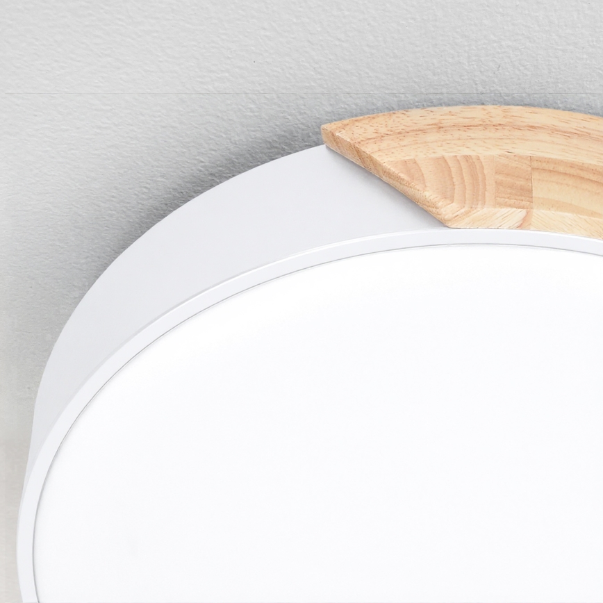 Brilagi - Candeeiro de tecto LED regulável PILANA LED/60W/230V 3000-6500K carvalho/branco diâmetro 60 cm + controlo remoto