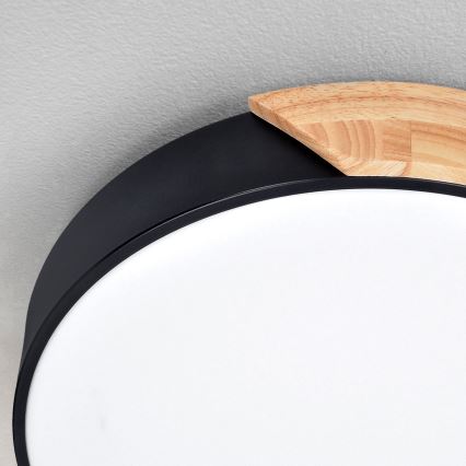 Brilagi - Candeeiro de tecto LED regulável PILANA LED/60W/230V 3000-6500K carvalho/preto diâmetro 58,5 cm + controlo remoto