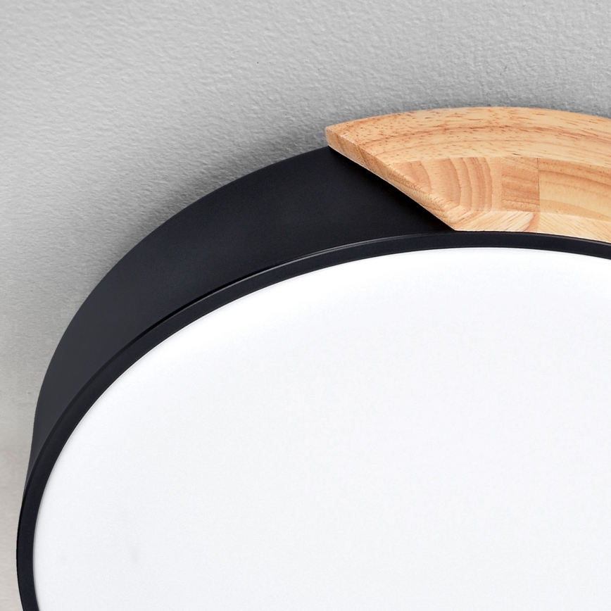 Brilagi - Candeeiro de tecto LED regulável PILANA LED/60W/230V 3000-6500K carvalho/preto diâmetro 58,5 cm + controlo remoto