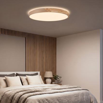 BRILAGI - LED Candeeiro de tecto dimerizável PILANA LED/72W/230V 3000-6500K carvalho/bege diâmetro 80 cm + controlo remoto