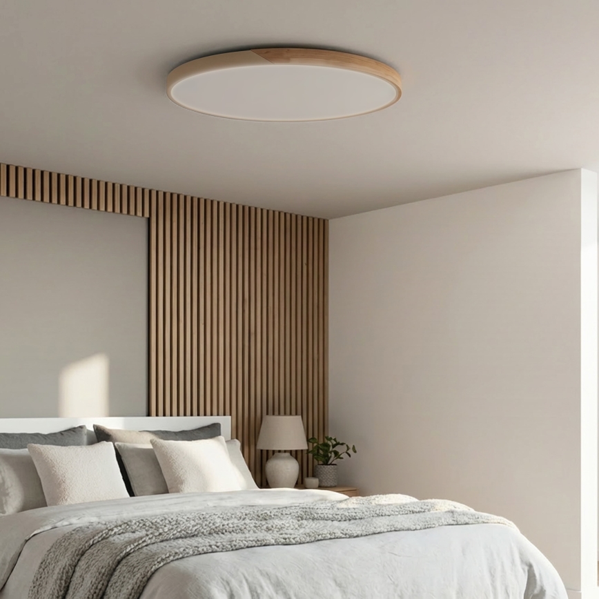 BRILAGI - LED Candeeiro de tecto dimerizável PILANA LED/72W/230V 3000-6500K carvalho/bege diâmetro 80 cm + controlo remoto