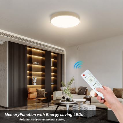 Brilagi - Luminária de teto LED dimerizável POOL LED/48W/230V 3000-6000K Ø 40 cm bege + controlo remoto