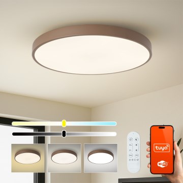 Brilagi - Candeeiro LED dimerizável POOL SMART LED/100W/230V, diâmetro 80 cm, Wi-Fi Tuya + controlo remoto, castanho