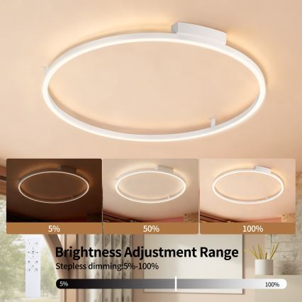 Brilagi - Luminária de teto LED regulável PORTOFINO LED/60W/230V 3000-6000K Ø 80 cm branca + comando à distância