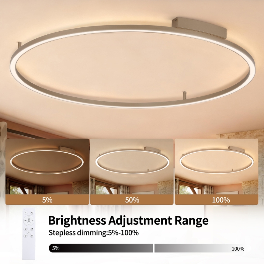 Brilagi - Candeeiro de teto LED regulável PORTOFINO LED/85W/230V 3000-6000K Ø 120 cm bege + controlo remoto