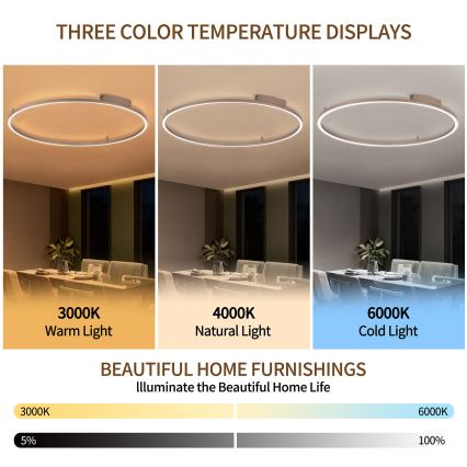 Brilagi - Candeeiro de teto LED regulável PORTOFINO LED/85W/230V 3000-6000K Ø 120 cm bege + controlo remoto