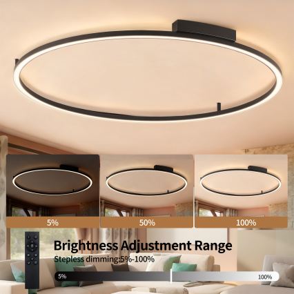 Brilagi - Candeeiro de teto dimerizável PORTOFINO LED/85W/230V 3000-6000K diâmetro 120 cm preto + controlo remoto