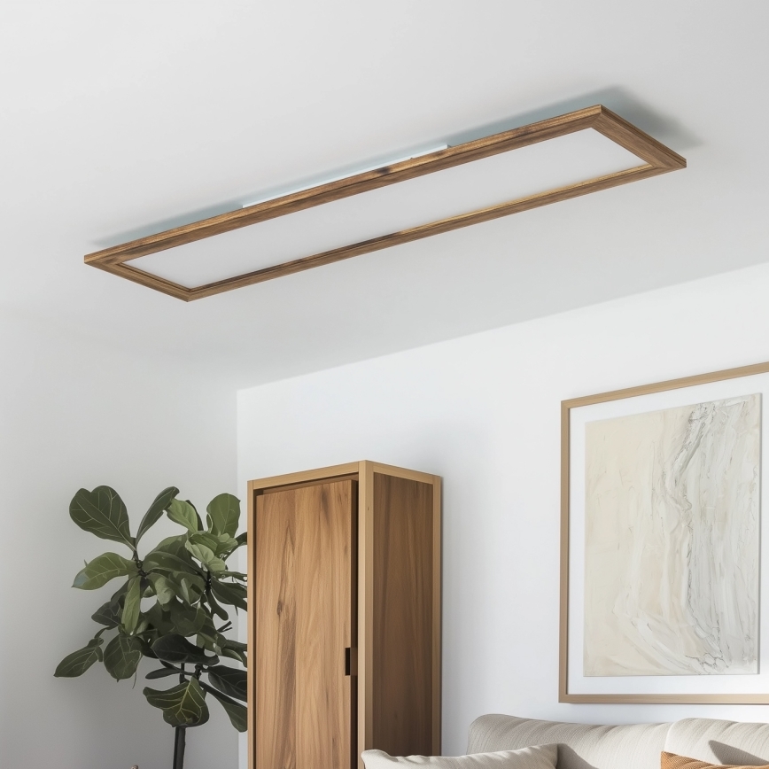 Brilagi - Candeeiro de teto LED dimerizável SLIMFRAME WOOD LED/58W/230V 124x33,7 cm 3000-6000K castanho + comando remoto