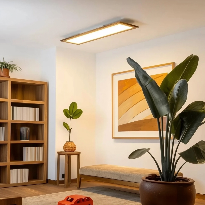 Brilagi - Candeeiro de teto LED dimerizável SLIMFRAME WOOD LED/58W/230V 124x33,7 cm 3000-6000K castanho + comando remoto