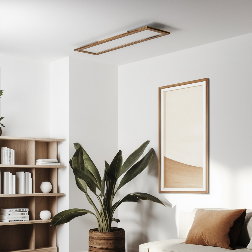Brilagi - Candeeiro de tecto LED dimerizável SLIMFRAME WOOD LED/58W/230V 124x33,7 cm 3000-6000K castanho + controlo remoto