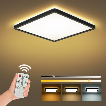 Brilagi - LED Luminária de tecto dimerizável ULTRA SLIM LED/18W/230V 2700-6500K 30x30 cm preta + comando remoto