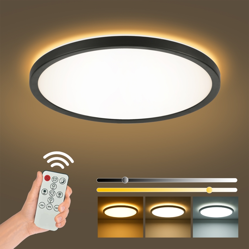 Brilagi - Luminária de tecto LED regulável ULTRA SLIM LED/18W/230V 2700-6500K Ø 30 cm preta + controlo remoto