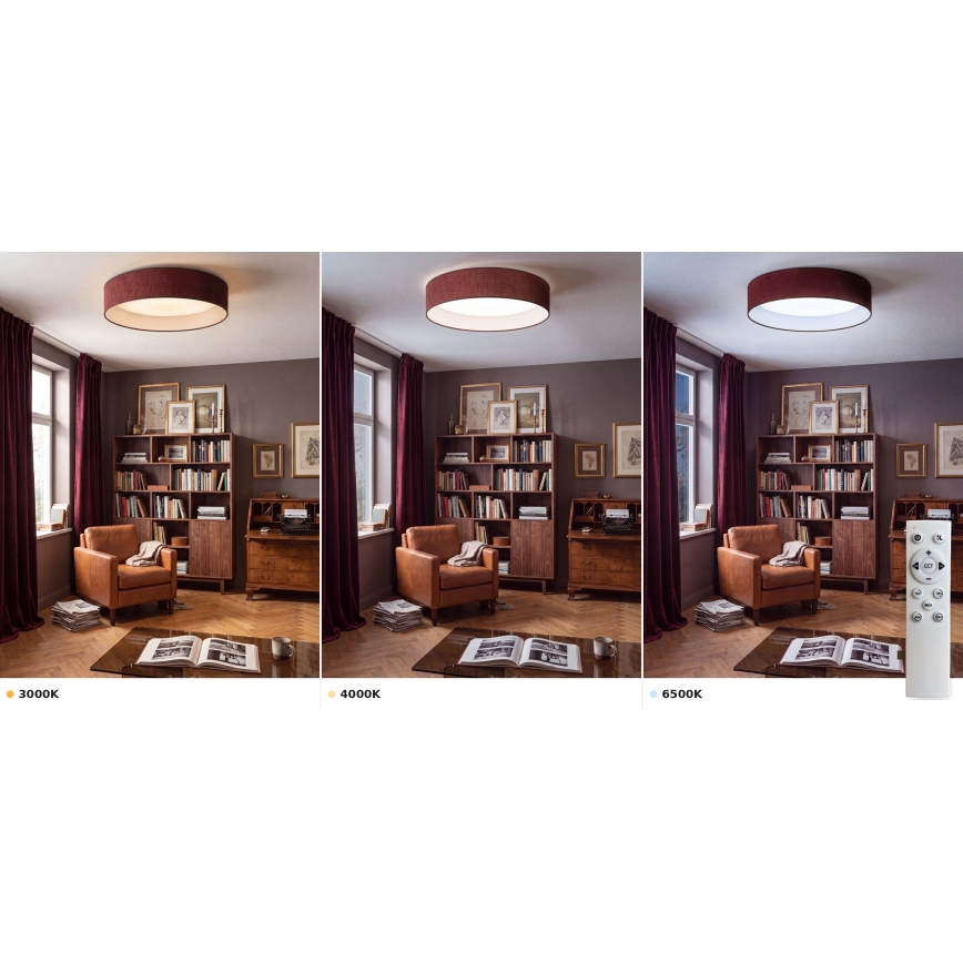 Brilagi - Luminária de tecto LED dimerizável VELVET SMART VARI LED/24W/230V 3000-6500K Ø45 cm bordô + controlo remoto