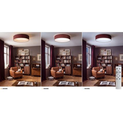 Brilagi - Candeeiro de teto LED dimerizável VELVET SMART VARI LED/36W/230V 3000-6500K Ø 55 cm cor vinho + controlo remoto