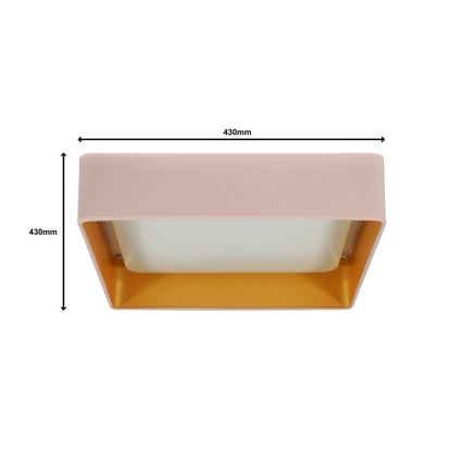 Brilagi - Candeeiro de teto LED regulável VELVET SQUARE LED/24W/230V 43x43 cm 3000/4000/6500K + controlo remoto rosa
