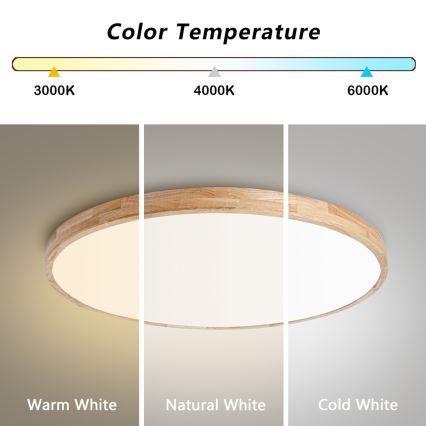 Brilagi - Luminária de teto LED dimerizável WOODLINE LED/100W/230V 3000-6000K carvalho Ø 80 cm + comando à distância