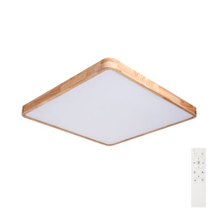 Brilagi - Candeeiro de teto LED dimerizável WOODLINE SQUARE LED/100W/230V 3000-6000K carvalho 80x80 cm + comando remoto