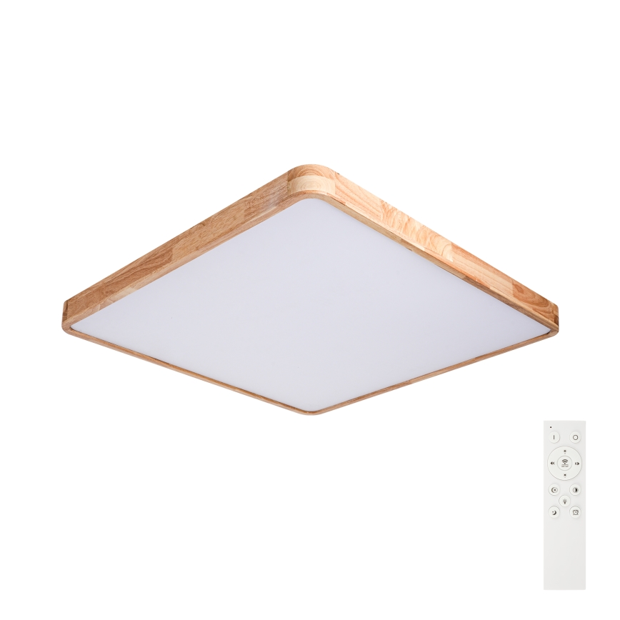 Brilagi - Candeeiro de teto LED dimerizável WOODLINE SQUARE LED/100W/230V 3000-6000K carvalho 80x80 cm + comando remoto