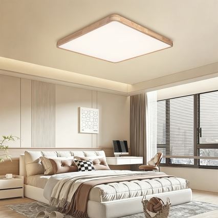BRILAGI - Candeeiro de teto LED dimável WOODLINE SQUARE LED/180W/230V 3000-6000K carvalho 100x100 cm + controlo remoto