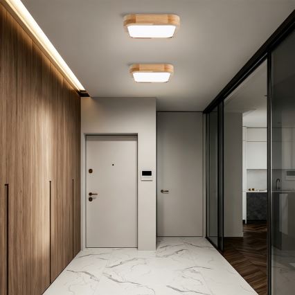 Brilagi - Luminária de teto LED dimerizável WOODLINE SQUARE LED/48W/230V 3000-6000K carvalho 40x40 cm + comando remoto