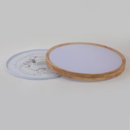 Brilagi - Candeeiro de teto dimável LED WOODROUND LED/40W/230V 3000-6000K Ø 60 cm em madeira IRC 90 + comando remoto