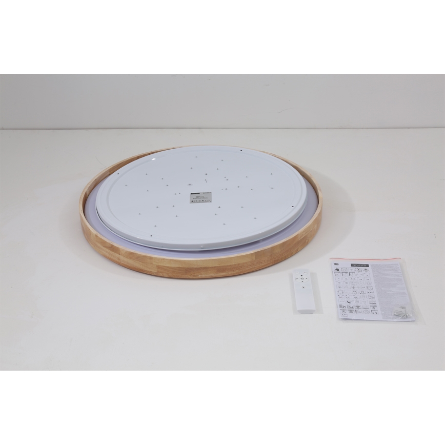 Brilagi - Candeeiro de teto dimável LED WOODROUND LED/40W/230V 3000-6000K Ø 60 cm em madeira IRC 90 + comando remoto