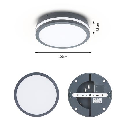 Brilagi - Luminária exterior LED com sensor BENE LED/24W/230V, diâmetro 26 cm, antracite, IP54
