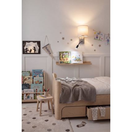 BRILAGI - Luminária de Parede LED Flexível BOBO 1xE27/25W/230V + LED/3W cromo fosco/bege/poás