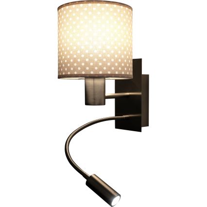 BRILAGI - Luminária de Parede LED Flexível BOBO 1xE27/25W/230V + LED/3W cromo fosco/bege/poás