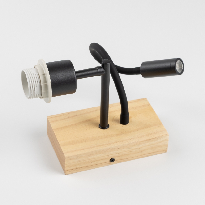 Brilagi - Candeeiro de parede infantil flexível LED BOBO WOOD 1xE27/25W/230V + LED/3W carvalho/preto/branco/motivos de animais