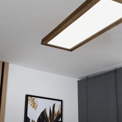 Brilagi - Candeeiro de tecto LED para casa de banho WOODY FRAME LED/40W/230V 120x30 cm IP44 carvalho nogueira