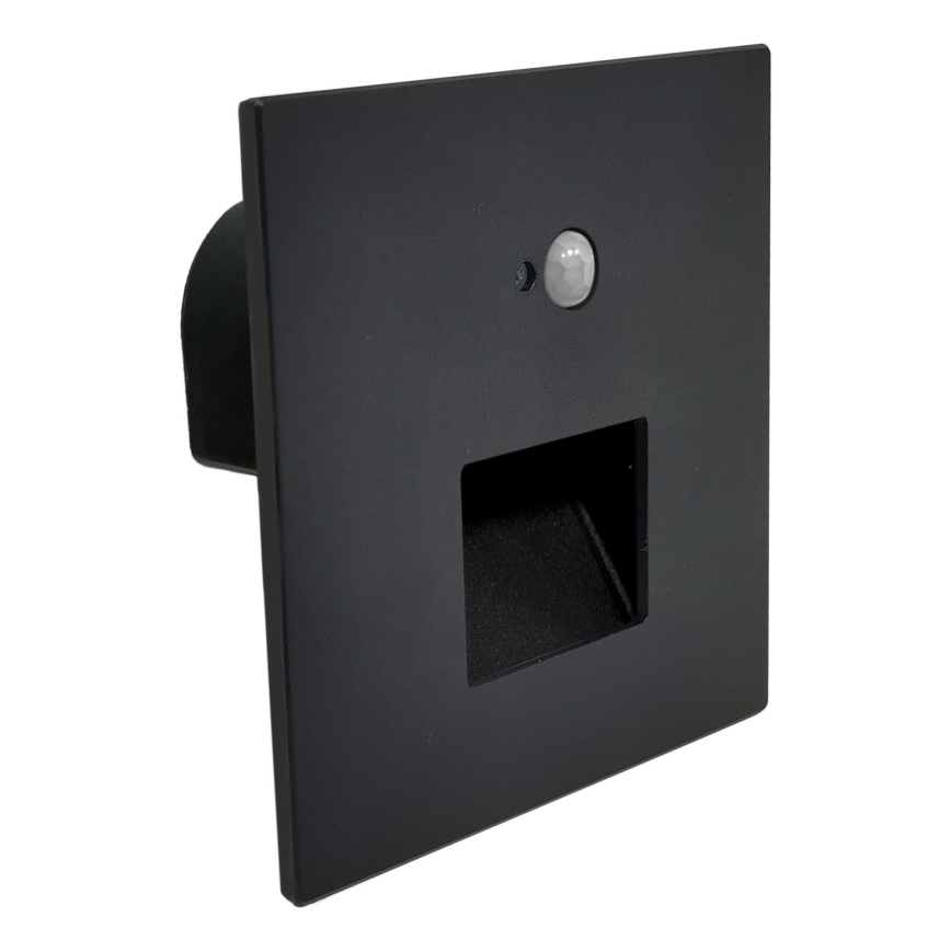 Brilagi - Luminária LED para escadas com sensor de movimento e crepuscular JACK LED/3W/230V 3000/4000/6500K IP65 preta