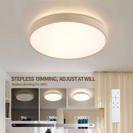 Brilagi - Candeeiro de teto LED dimerizável GLASS POOL DOUBLE LED/48W/230V 3000-6000K 40 cm bege + controlo remoto