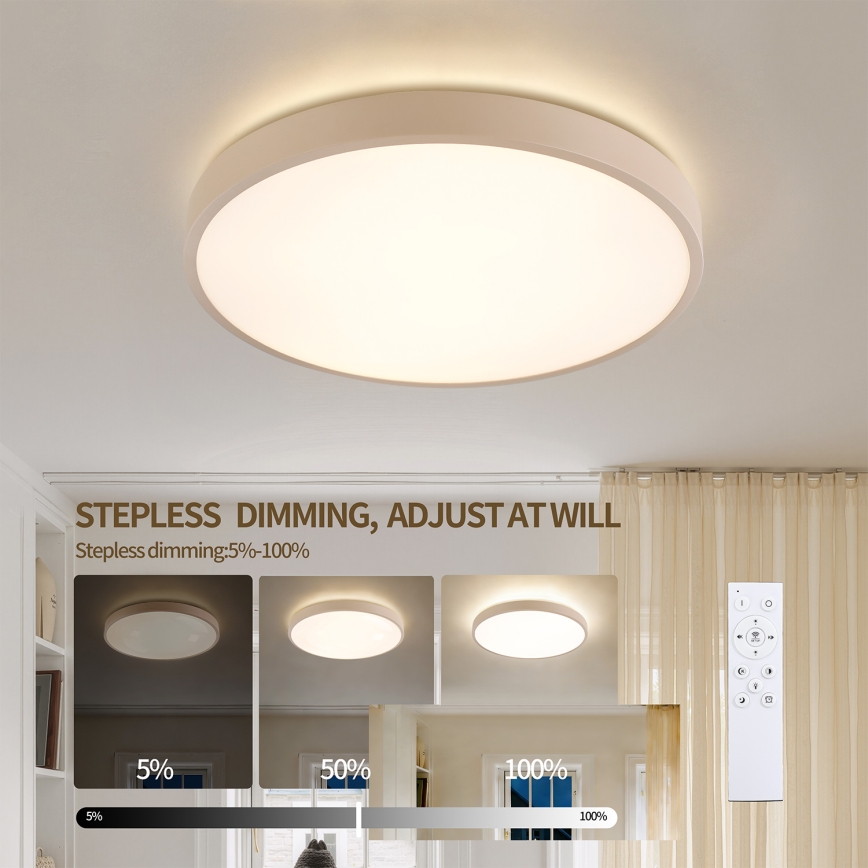 Brilagi - Candeeiro de teto LED dimerizável GLASS POOL DOUBLE LED/48W/230V 3000-6000K 40 cm bege + controlo remoto